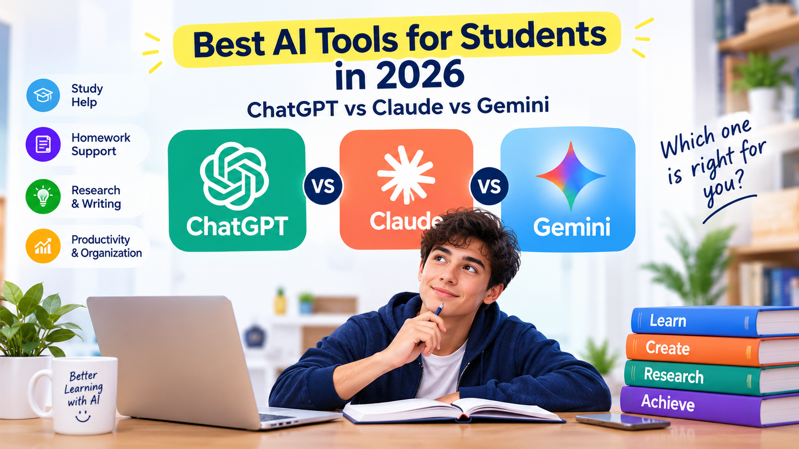 Best AI Tools for Students in 2026: ChatGPT vs Claude vs Gemini